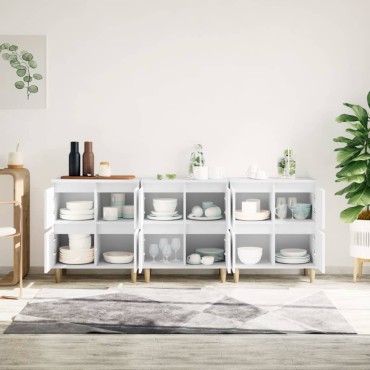 vidaXL Ντουλάπια 3 τεμ. Λευκό 60x35x70cm Επεξεργασμένο Ξύλο