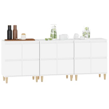 vidaXL Ντουλάπια 3 τεμ. Λευκό 60x35x70cm Επεξεργασμένο Ξύλο