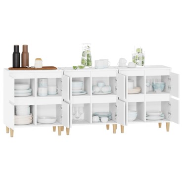 vidaXL Ντουλάπια 3 τεμ. Λευκό 60x35x70cm Επεξεργασμένο Ξύλο