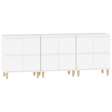 vidaXL Ντουλάπια 3 τεμ. Λευκό 60x35x70cm Επεξεργασμένο Ξύλο