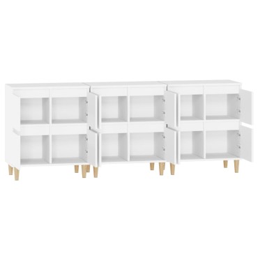 vidaXL Ντουλάπια 3 τεμ. Λευκό 60x35x70cm Επεξεργασμένο Ξύλο