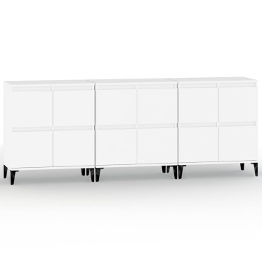 vidaXL Ντουλάπια 3 τεμ. Λευκό 60x35x70cm Επεξεργασμένο Ξύλο