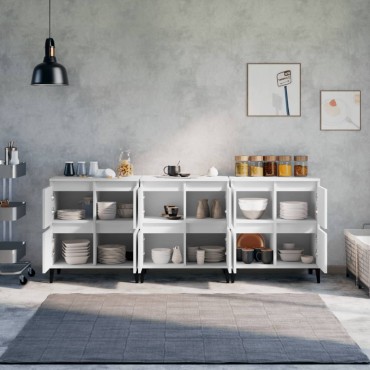 vidaXL Ντουλάπια 3 τεμ. Λευκό 60x35x70cm Επεξεργασμένο Ξύλο