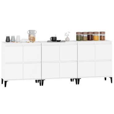 vidaXL Ντουλάπια 3 τεμ. Λευκό 60x35x70cm Επεξεργασμένο Ξύλο