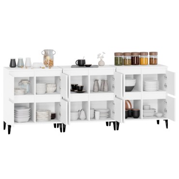 vidaXL Ντουλάπια 3 τεμ. Λευκό 60x35x70cm Επεξεργασμένο Ξύλο