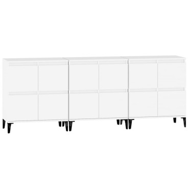 vidaXL Ντουλάπια 3 τεμ. Λευκό 60x35x70cm Επεξεργασμένο Ξύλο