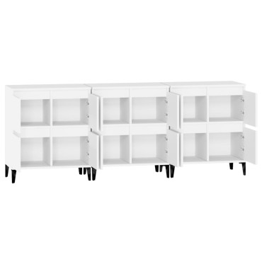 vidaXL Ντουλάπια 3 τεμ. Λευκό 60x35x70cm Επεξεργασμένο Ξύλο