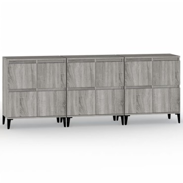 vidaXL Ντουλάπι 3 τεμ. Γκρι Sonoma 60x35x70cm από Επεξεργασμένο Ξύλο