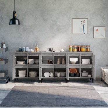 vidaXL Ντουλάπι 3 τεμ. Γκρι Sonoma 60x35x70cm από Επεξεργασμένο Ξύλο