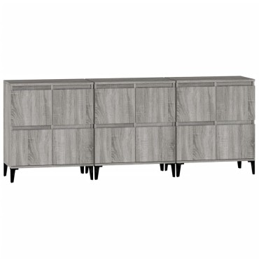 vidaXL Ντουλάπι 3 τεμ. Γκρι Sonoma 60x35x70cm από Επεξεργασμένο Ξύλο