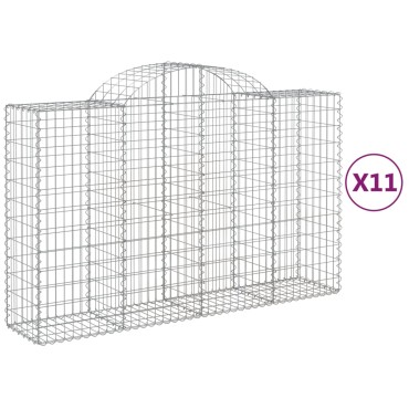 vidaXL Συρματοκιβώτια Τοξωτά 11 τεμ. 200x50x120/140 εκ. Γαλβαν. Ατσάλι