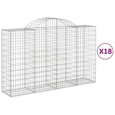 vidaXL Συρματοκιβώτια Τοξωτά 18 τεμ. 200x50x120/140 εκ. Γαλβαν. Ατσάλι