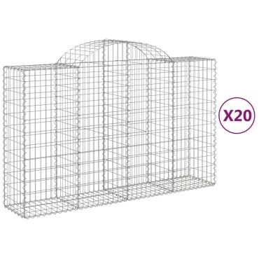 vidaXL Συρματοκιβώτια Τοξωτά 20 τεμ. 200x50x120/140 εκ. Γαλβαν. Ατσάλι
