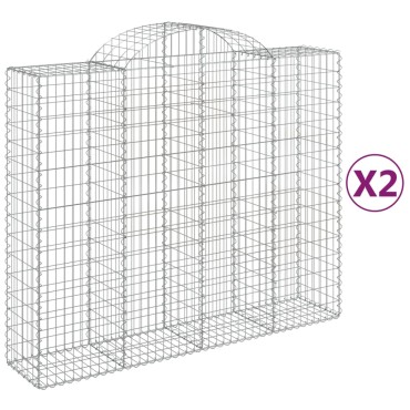 vidaXL Συρματοκιβώτια Τοξωτά 2 τεμ. 200x50x160/180 εκ. Γαλβαν. Ατσάλι