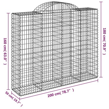 vidaXL Συρματοκιβώτια Τοξωτά 11 τεμ. 200x50x160/180 εκ. Γαλβαν. Ατσάλι