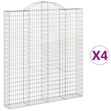 vidaXL Συρματοκιβώτια Τοξωτά 4 τεμ. 200x30x220/240 εκ. Γαλβαν. Ατσάλι
