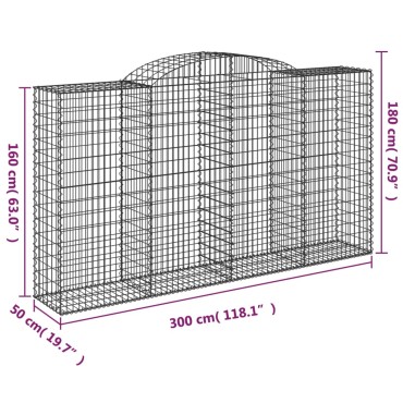 vidaXL Συρματοκιβώτια Τοξωτά 10 τεμ. 300x50x160/180 εκ. Γαλβαν. Ατσάλι