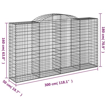vidaXL Συρματοκιβώτια Τοξωτά 11 τεμ. 300x50x160/180 εκ. Γαλβαν. Ατσάλι