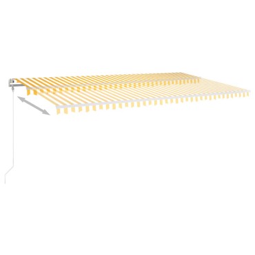 vidaXL Τέντα Αυτόματη με LED & Αισθητήρα Ανέμου Κίτρινη/Λευκή 6x 3,5μ.