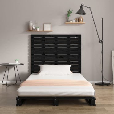 vidaXL Κεφαλάρι Τοίχου Μαύρο 141x3x91,5cm από Μασίφ Ξύλο Πεύκου 1 τεμ.