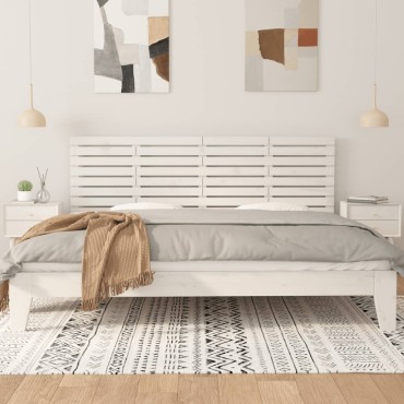 vidaXL Κεφαλάρι Τοίχου Λευκό 206x3x63cm από Μασίφ Ξύλο Πεύκου 1 τεμ.