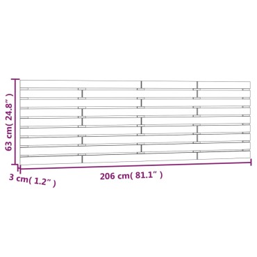 vidaXL Κεφαλάρι Τοίχου Λευκό 206x3x63cm από Μασίφ Ξύλο Πεύκου 1 τεμ.