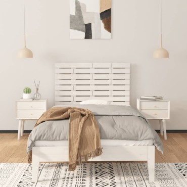 vidaXL Κεφαλάρι Τοίχου Λευκό 81x3x63cm από Μασίφ Ξύλο Πεύκου 1 τεμ.