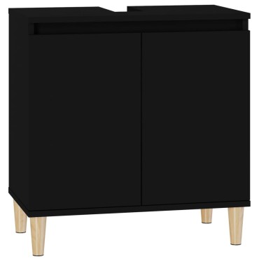 vidaXL Ντουλάπι Νιπτήρα Μαύρο 58x33x60cm Επεξεργασμένο Ξύλο 1 τεμ.