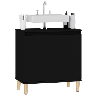 vidaXL Ντουλάπι Νιπτήρα Μαύρο 58x33x60cm Επεξεργασμένο Ξύλο 1 τεμ.