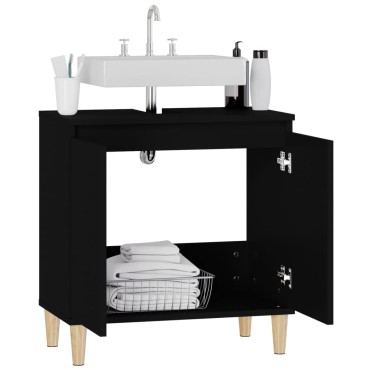 vidaXL Ντουλάπι Νιπτήρα Μαύρο 58x33x60cm Επεξεργασμένο Ξύλο 1 τεμ.