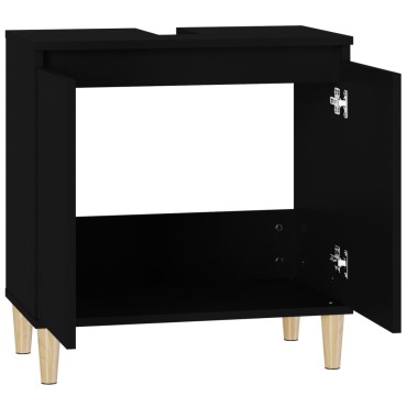 vidaXL Ντουλάπι Νιπτήρα Μαύρο 58x33x60cm Επεξεργασμένο Ξύλο 1 τεμ.