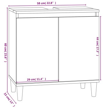vidaXL Ντουλάπι Νιπτήρα Μαύρο 58x33x60cm Επεξεργασμένο Ξύλο 1 τεμ.