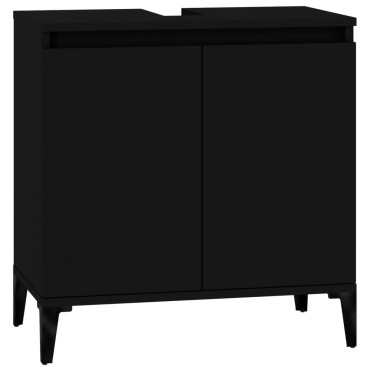 vidaXL Ντουλάπι Νιπτήρα Μαύρο 58x33x60cm Επεξεργασμένο Ξύλο 1 τεμ.