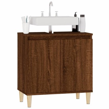 vidaXL Ντουλάπι Νιπτήρα Καφέ Δρυς 58x33x60cm Επεξεργασμένο Ξύλο 1 τεμ.