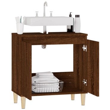 vidaXL Ντουλάπι Νιπτήρα Καφέ Δρυς 58x33x60cm Επεξεργασμένο Ξύλο 1 τεμ.