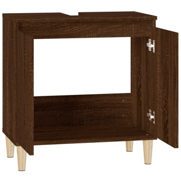 vidaXL Ντουλάπι Νιπτήρα Καφέ Δρυς 58x33x60cm Επεξεργασμένο Ξύλο 1 τεμ.