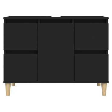 vidaXL Ντουλάπι Νιπτήρα Μαύρο 80x33x60cm Επεξεργασμένο Ξύλο 1 τεμ.
