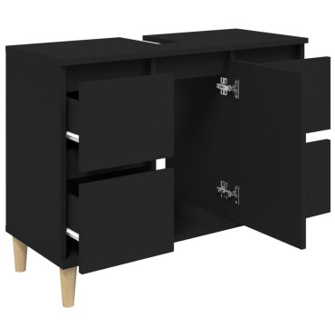 vidaXL Ντουλάπι Νιπτήρα Μαύρο 80x33x60cm Επεξεργασμένο Ξύλο 1 τεμ.