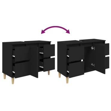 vidaXL Ντουλάπι Νιπτήρα Μαύρο 80x33x60cm Επεξεργασμένο Ξύλο 1 τεμ.