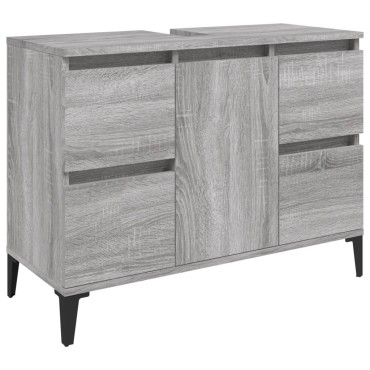 vidaXL Ντουλάπι Νιπτήρα Γκρι Sonoma 80x33x60cm Επεξεργασμένο Ξύλο 1 τεμ.