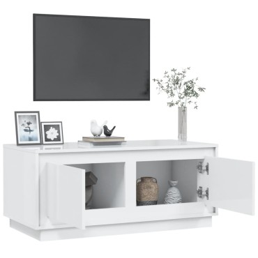 vidaXL Τραπεζάκι Σαλονιού Γυαλ. Λευκό 102x50x44cm Επεξεργ. Ξύλο 1 τεμ.