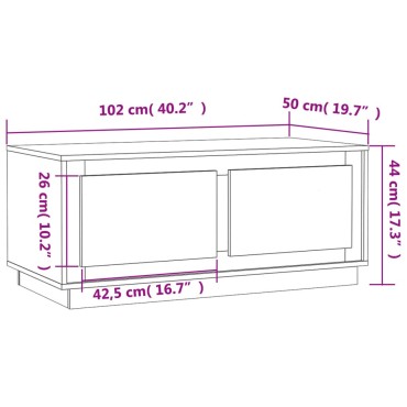 vidaXL Τραπεζάκι Σαλονιού Γυαλ. Λευκό 102x50x44cm Επεξεργ. Ξύλο 1 τεμ.