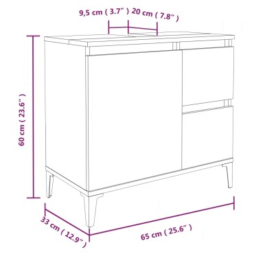 vidaXL Ντουλάπι Μπάνιου Γκρι Σκυροδέματος 65x33x60cm Επεξ. Ξύλο