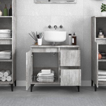 vidaXL Ντουλάπι Μπάνιου Γκρι Σκυροδέματος 65x33x60cm Επεξ. Ξύλο 1 τεμ.