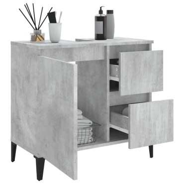 vidaXL Ντουλάπι Μπάνιου Γκρι Σκυροδέματος 65x33x60cm Επεξ. Ξύλο 1 τεμ.