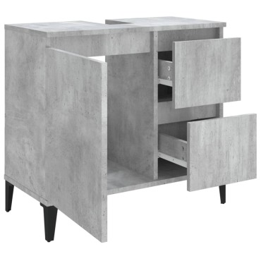 vidaXL Ντουλάπι Μπάνιου Γκρι Σκυροδέματος 65x33x60cm Επεξ. Ξύλο 1 τεμ.