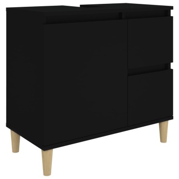 vidaXL Ντουλάπι Μπάνιου Μαύρο 65x33x60cm Επεξεργασμένο Ξύλο 1 τεμ.