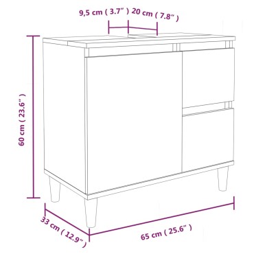 vidaXL Ντουλάπι Μπάνιου Μαύρο 65x33x60cm Επεξεργασμένο Ξύλο