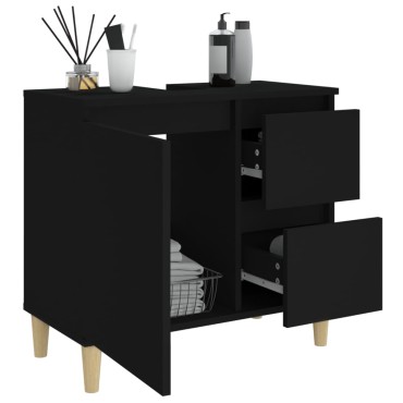 vidaXL Ντουλάπι Μπάνιου Μαύρο 65x33x60cm Επεξεργασμένο Ξύλο 1 τεμ.