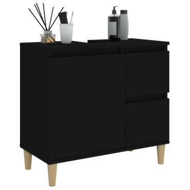 vidaXL Ντουλάπι Μπάνιου Μαύρο 65x33x60cm Επεξεργασμένο Ξύλο 1 τεμ.